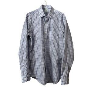 Brooks Brothers Milano L 16-36‎ Non Iron Blue Plaid Cotton Dress Shirt